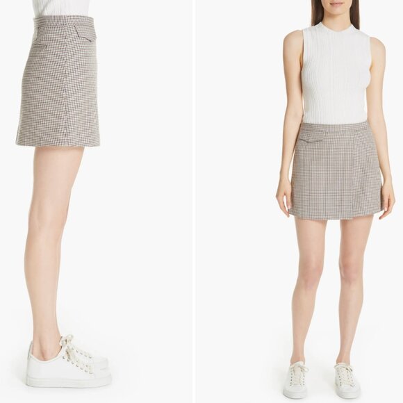 Theory - Fremont Plaid / Houndstooth Wrap Mini Skirt - Picture 6 of 9